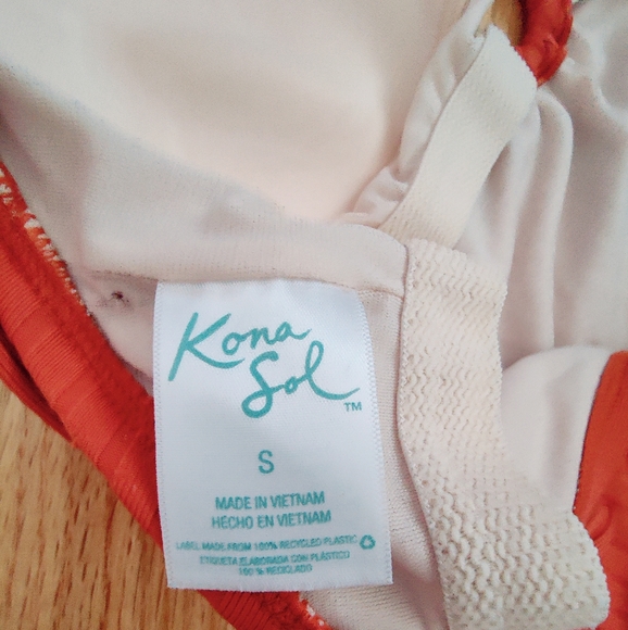 Kona Sol One Piece Orange Bathing Suit Size Small - Picture 5 of 7